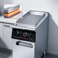 JUSTA Gas Griddle dengan Kabinet 5.9kW Gas Alam Komersial Flat Top Grade 304 Stainless Steel Tipe Lantai Berdiri Garansi 1 Tahun