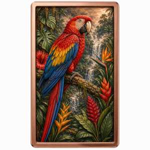 Monete in Rame ad Alto Rilievo da 1 Troy oz, Rame Puro .999, Stampa UV Colorata, con Motivo Piuma di Coda e Ramo Muschiato, Monete in Rame a Barra - Product Image 1