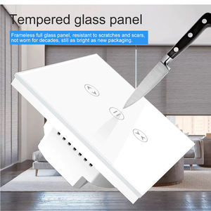 Interrupteur intelligent WiFi <span class=keywords><strong>pour</strong></span> volet roulant LangYeao, norme EU/UK, panneau tactile en verre trempé, compatible avec Tuya, Alexa, Google Home - Product Image 4