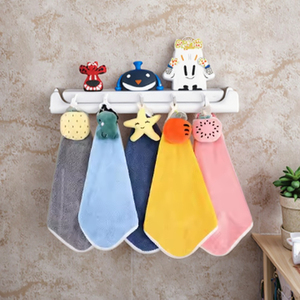 Essuie-mains mignon enfants essuie-mains mouchoir sec absorbant cuisine essuie-glace tissu corail polaire <span class=keywords><strong>serviette</strong></span> avec boucle de suspension - Product Image 2