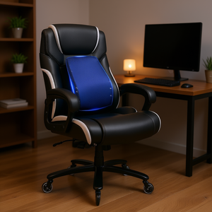 Sedia da Ufficio Direzionale con Capacità di 180 kg, Supporto Lombare Regolabile, Seduta Profonda, Sedia da Gaming in Pelle PU, Base a 5 Razze con Ruote - Product Image 2