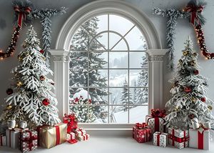 Fondo Fotográfico de Vinilo con Diseño Navideño de 8x6 pies de la Marca YINGZHI, con Chimenea, Árbol de Navidad y Nieve, para Uso en Estudios y Eventos - Product Image 3