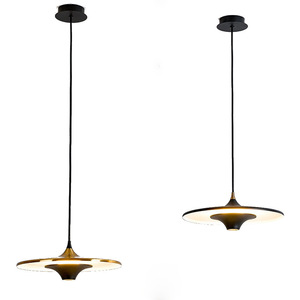 Lustre linéaire minimaliste en forme de soucoupe volante, noir, blanc, or, en acier inoxydable, pour salle à manger, chambre, bar, réception - Product Image 5