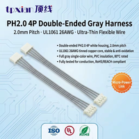 PHR-4Harness PH2.0 4Pin UL1061 26AWG Kabel Berlapis Timah Abu-abu untuk Sensor Strip LED, Peralatan, Papan Kontrol PCB