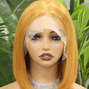 FH #30 Linen Colored Straight Human Hair Bob <b>Wigs</b> 13x4 Transparent Lace Frontal Vietnamese Hair <b>Short</b> <b>Wig</b> - Product Image 2
