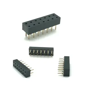 Pabrik Grosir Mesin 2.54Mm Pitch 3.5Mm Tinggi 180 Derajat 2 Baris Perempuan Soket Pin Header Konektor Pada PCB Konektor