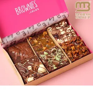 Tùy Chỉnh Cookie Brownies Hộp Bao Bì Deluxe Các Loại Bánh Ngọt Bánh Hộp Thực Phẩm Cấp Gấp Sóng Sô Cô La Hộp Cho Bánh