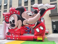 Château gonflable Mickey et Minnie Mouse en PVC, dimensions 4x4x3, installation facile, usage commercial