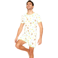 Combinaison Teddy en coton pour adulte avec jambes courtes, barboteuse ABDL pour homme à manches courtes et boutons-pression à l'entrejambe