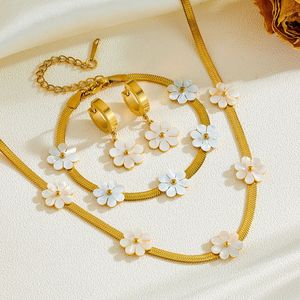 Various 18K PVD Gold Stainless Steel Daisy Flower Jewelry: Necklace Bracelet <b>Earrings</b> Bangle & Anklet Waterproof &Hypoallergenic - Product Image 1