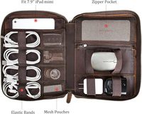 Bolsa Organizadora de Cables Electrónicos de Cuero PU Premium de Fábrica, Bolsa de Transporte de Tecnología para Viajes de Gran Capacidad con Múltiples Compartimentos