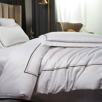 Vente en gros d'hôtel blanc 100 coton fournitures d'accueil 100% coton drap de lit plat pour hôtel taille double ensemble de literie
