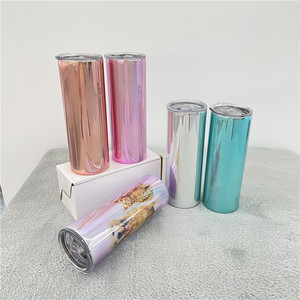 Vaso recto de 20oz, espejo mágico de sublimación en blanco, metálico, electrochapado, holográfico, purpurina, taza de café - Product Image 2