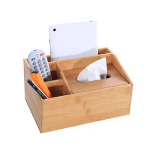 Bamboo Storage <b>Box</b> Rectangle Multi Functional Office Organizer Desktop Tissue <b>Box</b> With Handle - Product Image 2
