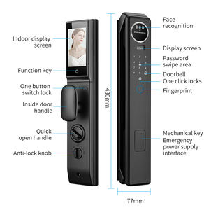 Khóa cửa thông minh bằng hợp kim nhôm, tích hợp mã số, vân tay, gọi video qua ứng dụng Tuya WiFi 3D tự động hoàn toàn - Product Image 2