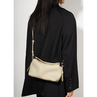 Sac à bandoulière de luxe en cuir de vachette pleine fleur, style sacoche souple, texture litchi premium, pour femme