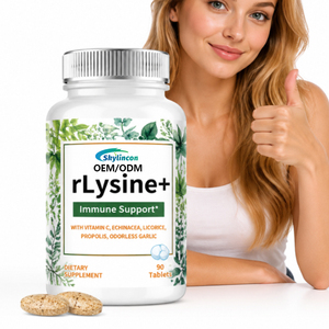 Tabletas de L-Lisina OEM 1500mg <span class=keywords><strong>con</strong></span> Vitamina C, Equinácea, <span class=keywords><strong>Regaliz</strong></span>, Propóleo y Ajo sin Olor, Suplemento Dietético para el Apoyo Inmunológico - Product Image 1