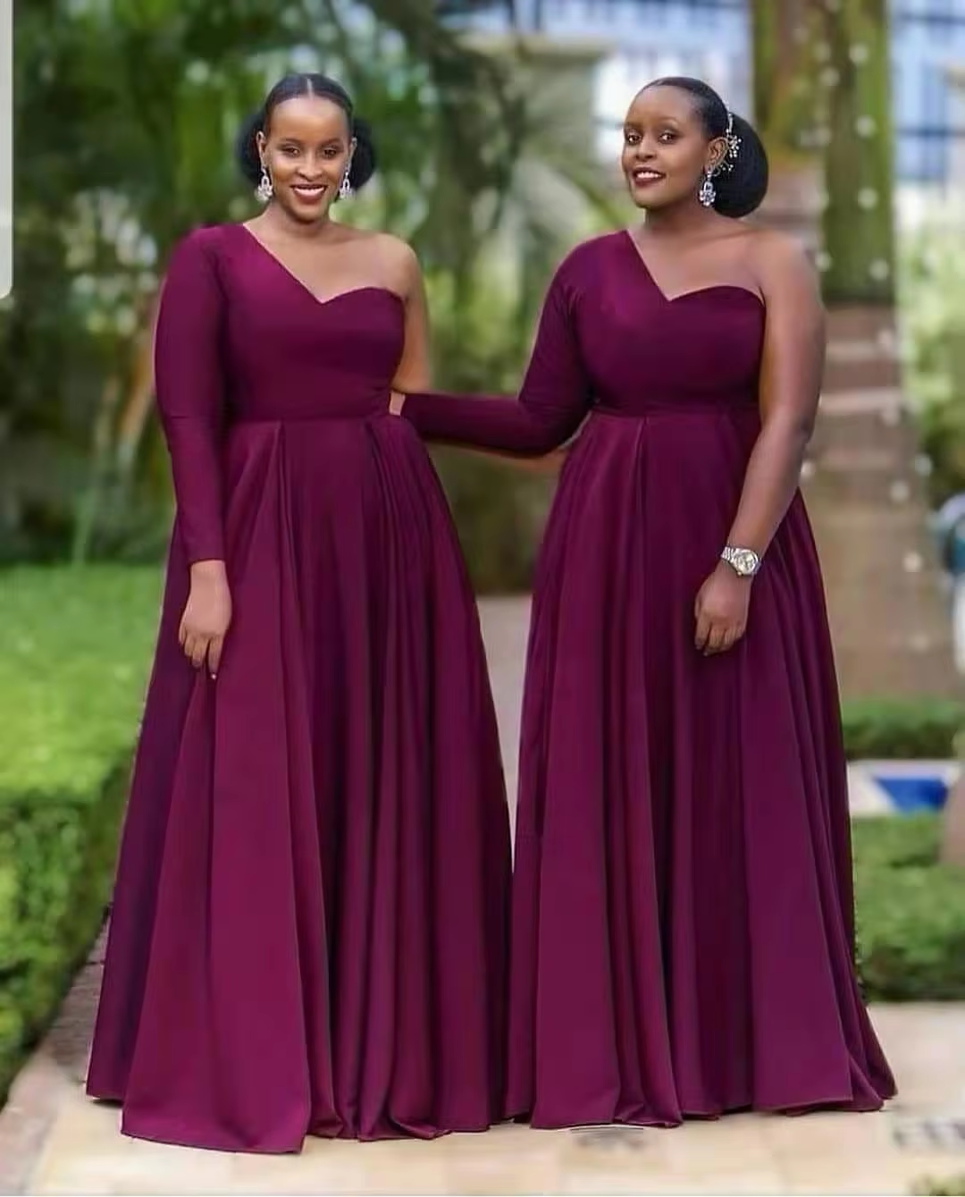 burgundy african bridesmaid dresses Custom-made Burgundy deep Burgundy bridesmaid dresses with Vintage Lace Appliques for Summer Garden Wedding Guests