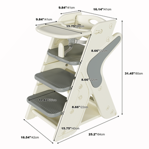 Silla de Comedor Multifuncional con Altura Ajustable, Cinturones de Seguridad de Cinco Puntos, Plato Grande Móvil para Comer y Alimentar - Product Image 3