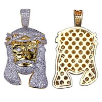 Collier en chaîne de corde plaqué or en alliage de cuivre avec pendentif en forme d'animal en strass personnalisé hip-hop en gros, unisexe