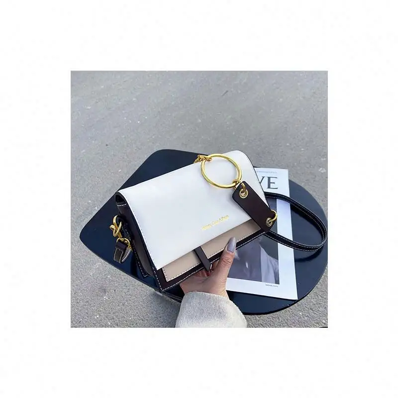 Luxury Letter Ladies Messenger Bags Designer Stitching Small Square Bag Metal Ring Handbags Hit Color Chain Mobile Phone Purses