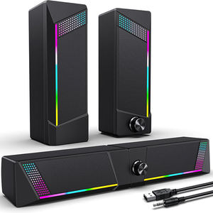 Haut-parleurs d'ordinateur, barre de son PC, haut-parleurs de jeu pour PC, ordinateur portable, ordinateur de bureau, caisson de basses, haut-parleurs filaires RGB, alimentés par USB, 3,5 mm Aux - Product Image 1