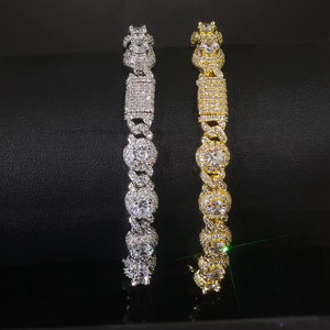 สร้อยข้อมือผู้ชายแบบ Cuban Chain ประดับเพชรซิคอนทรงกลมขนาด 7.5 มม. สไตล์ฮิปฮอป  งานออกแบบเฉพาะบุคคล  แฟชั่น Tanjing สร้อยคอ Lijing - Product Image 1