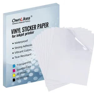 A3 A4 Waterproof Inkjet Stickers Flexography Printable Transparent Self-Adhesive PVC Label Paper Vinyl PET for Packaging