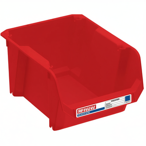 Bandeja de Almacenamiento Modular de Plástico Roja de 12x8x6 Pulgadas Apilable para Organización de Almacenes - Product Image 2