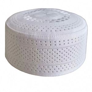 Chapeau musulman unisexe en coton rayé respirant tricoté pour hommes, chapeau de prière islamique personnalisé toutes saisons - Product Image 1