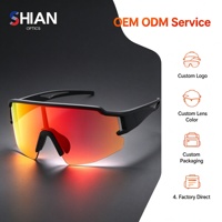 Lunettes de soleil de cyclisme pour femmes avec verres PC anti-buée UV400, miroir, interchangeables, monture semi-cerclée, blanches/rouges, avec étui à lunettes