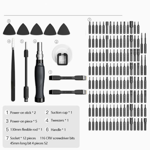Juego de destornilladores eléctricos 145 en 1, puntas de destornillador de precisión, kit de reparación de destornillador manual inalámbrico, herramientas - Product Image 5