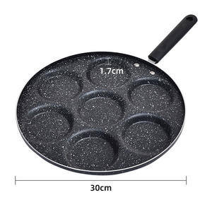 7 Hole Nonstick <b>Egg</b> Frying <b>Pan</b> Round Lightweight Single Hand Operation For Home Use - Product Image 2