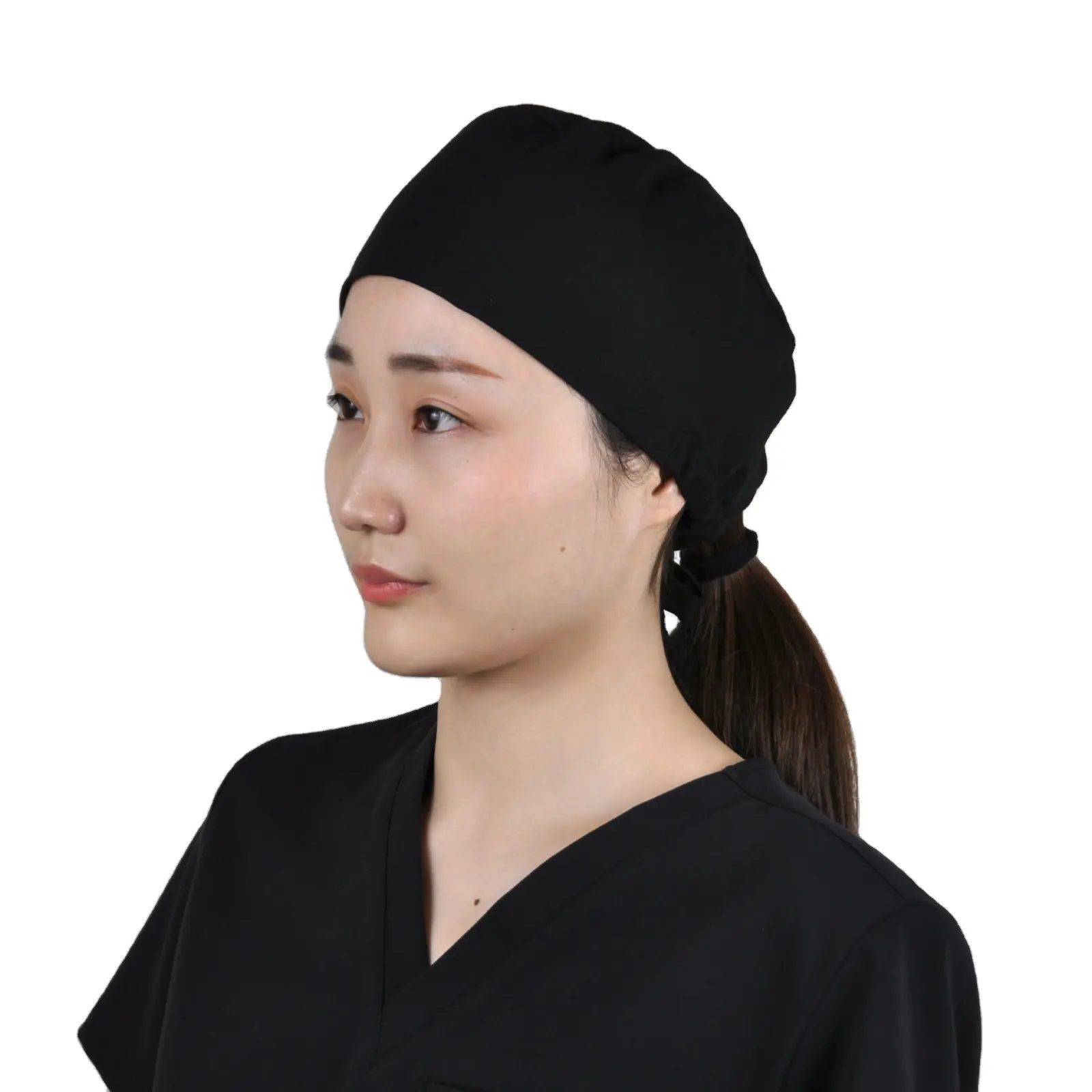 Topi Scrub bedah higienis topi gigi kain medis rambut perawat dokter katun Logo kustom dapat diatur