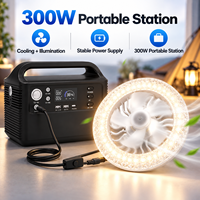 Station d'alimentation extérieure intelligente LCD 300W avec batterie au lithium et accessoire de lumière ventilateur 15W en option