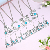 Collier pendentif lettre initiale turquoise occidentale Collier en pierre naturelle