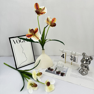 QYYM-502 3 teste orchidea europea durevole fiore artificiale decorazione di nozze di alta qualità lancio di nuovi prodotti - Product Image 2