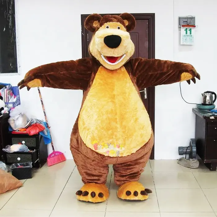 High quality CE cartoon character brown masha the bear mascot costume for adult