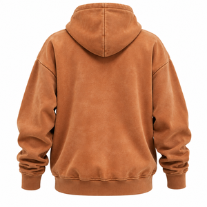 Sweat à capuche oversize pour homme, couleur unie, en molleton, décontracté, pour l'automne, assorti à un pantalon en velours côtelé marron 100% coton - Product Image 2
