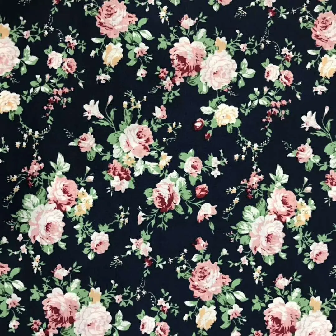 Tela de popelina con estampado floral para niñas, tejido de popelina 100% de algodón con estampado floral para faldas y vestidos, textil para el hogar