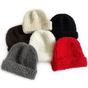 Criança Veludo Beanie Moda Menino E Menina De Malha Chapéus Camisola Sólido Quente Atacado Gorros Unisex Crianças Chapéu Do Inverno