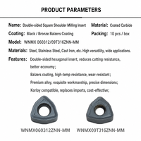 Plaquettes de tournage CNC en carbure de tungstène WNMX09T316ZNN WNMX09T316ZNN-MM, revêtement PVD, outil de fraisage hexagonal