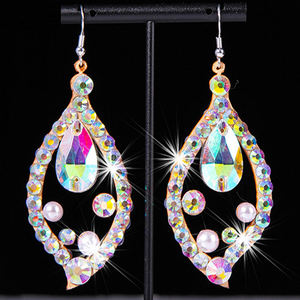 Pendientes de joyería colgantes de diamantes de imitación de 2 lados huecos ultraligeros exquisitos para mujer adornos de ropa de actuación de danza del vientre - Product Image 3