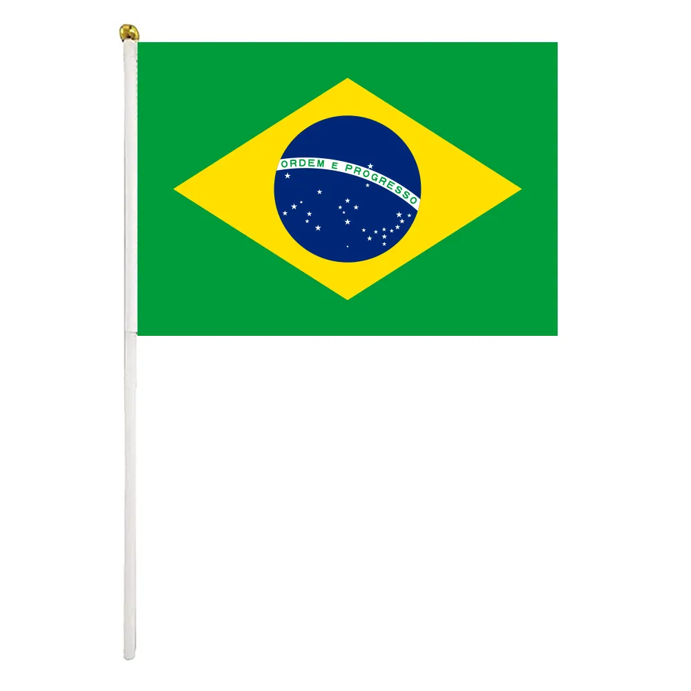 5.6 x8.4インチ手を振るブラジル国旗ポリエステルカスタム振る旗
