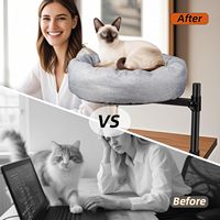 Lit nid de chat de bureau à rotation et hauteur réglable pour fixation de bureau avec coussins doux et épais