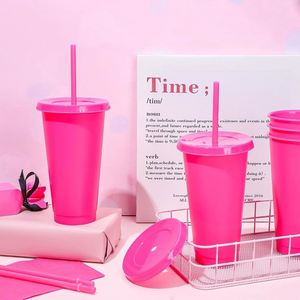 Custom Logo 24oz <b>Plastic</b> Reusable PP Stadium Classics Activity Gift Tumbler Coffee Pink Mug with Straw Lid Portable - Product Image 3