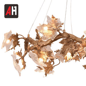 Lustre moderne en cuivre et aluminium en forme de feuille, taille et couleur personnalisables, ampoules <span class=keywords><strong>LED</strong></span> G9, éclairage intérieur à économie d'énergie, salon - Product Image 5