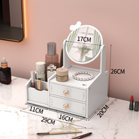 Boîte de rangement de bureau moderne et créative, modèle 346Z, adorable boîte en plastique de type tiroir avec miroir nuage, pour le maquillage et les soins de la peau