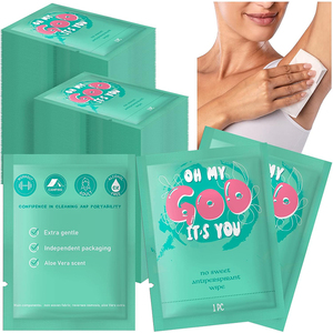 Lingettes déodorantes anti-transpirantes naturelles pour les aisselles, emballées individuellement - Product Image 1