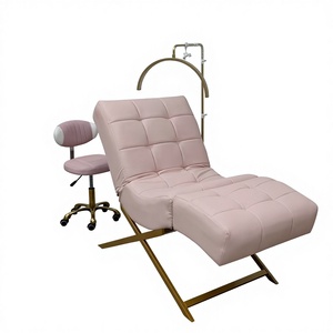 Customizable Modern Metal Eyelash Bed Adjustable Headrest Stainless Steel Frame High-Density <b>Sponge</b> Spa Salon Living Room - Product Image 1